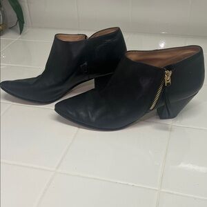 Vince Camuto Black Ankle Booties with Gold Accent